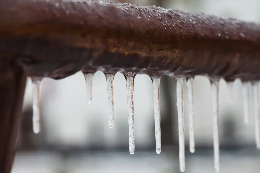 Icicles from a pipe.