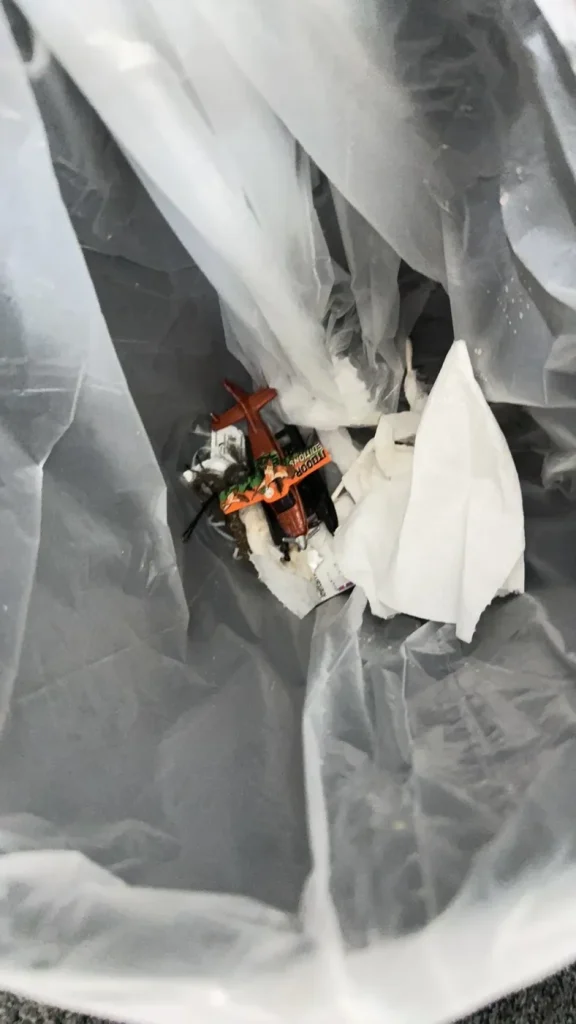 The toy plane recovered from the toilet.
