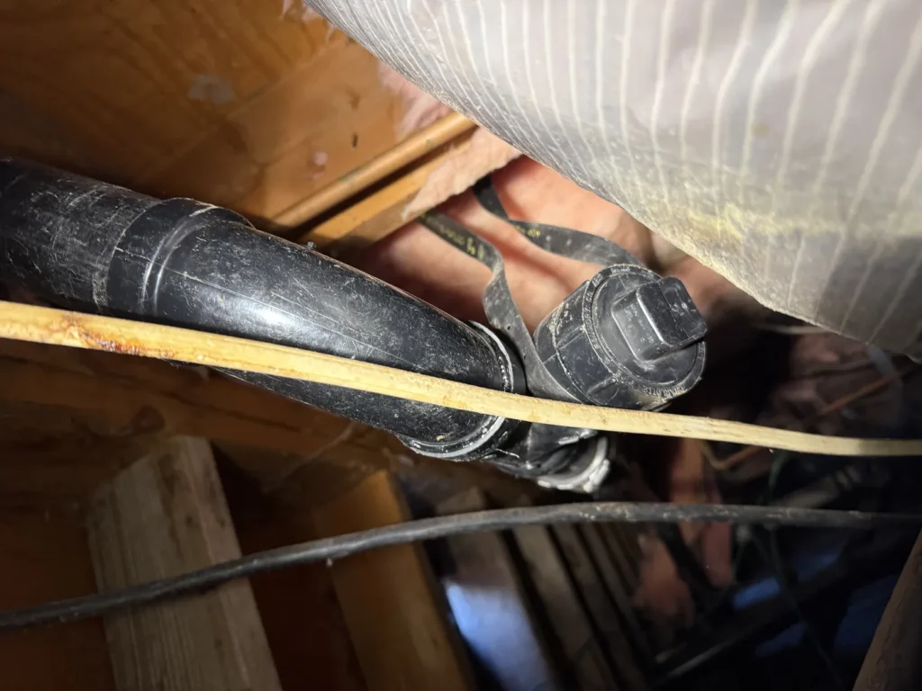 Drain connections at the work area.